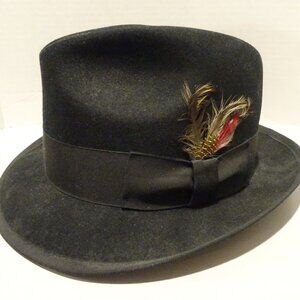 New York Hat Co. Men's Fedora Gangster Style Hat Black 100% Wool USA Made Size L